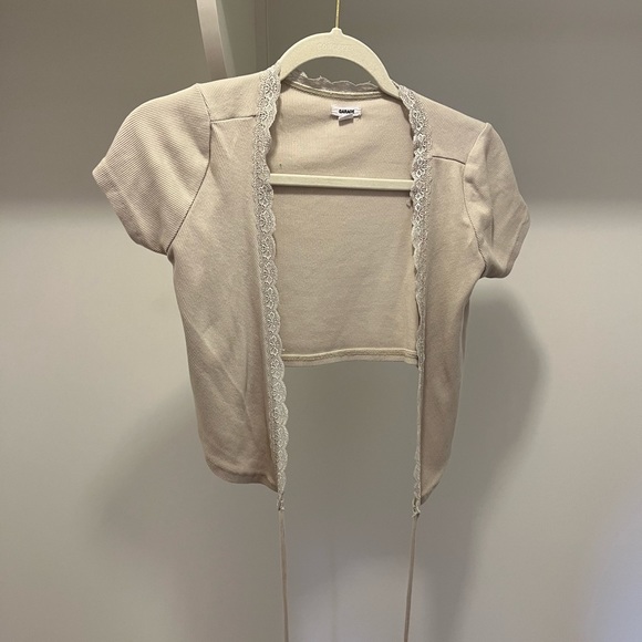 GARAGE Women’s Ribbed Lace Wrap Crop Top Size S - Picture 3 of 6